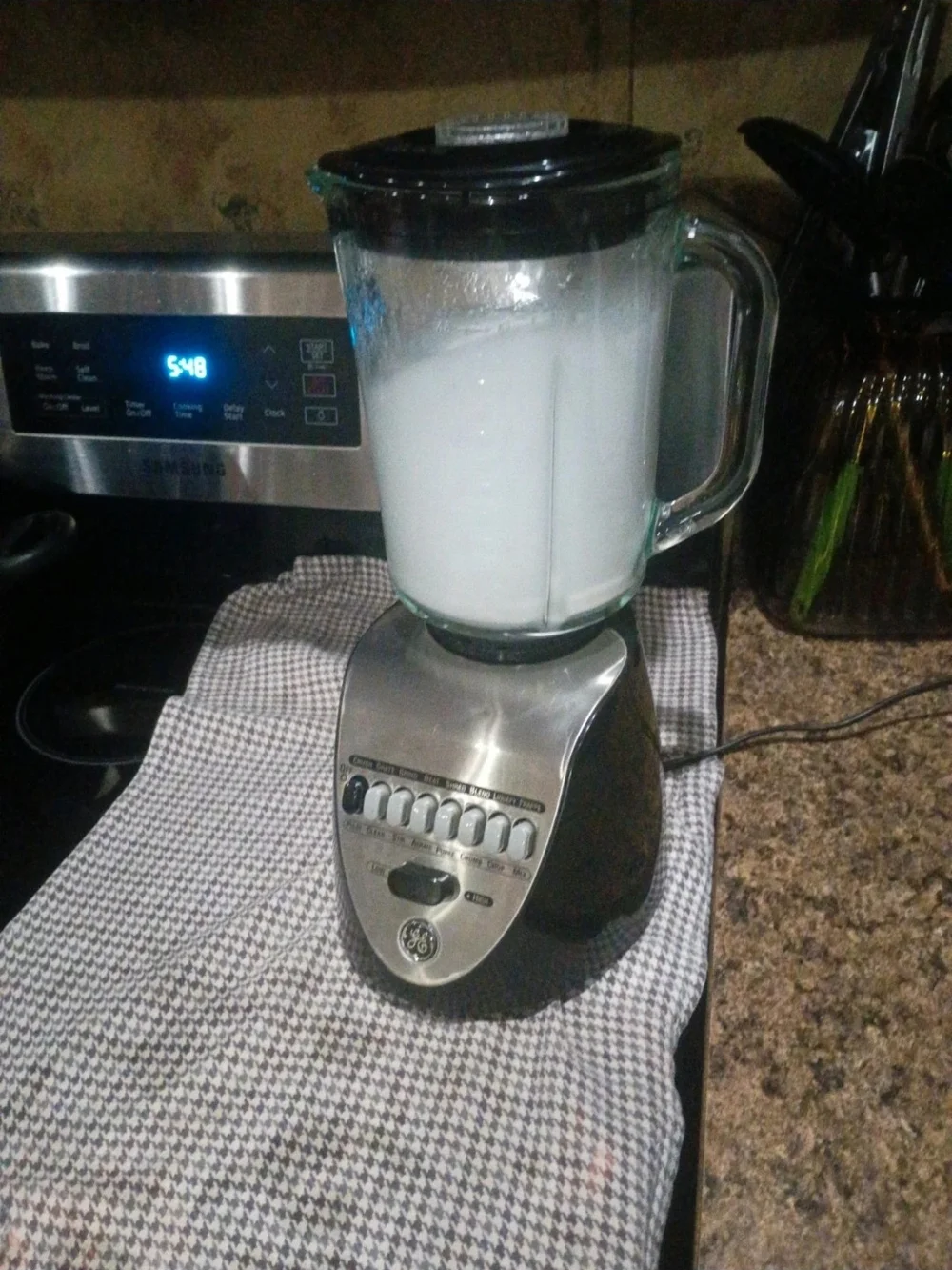 Stainless Steel and Black Countertop Blender - Glass Pitcher